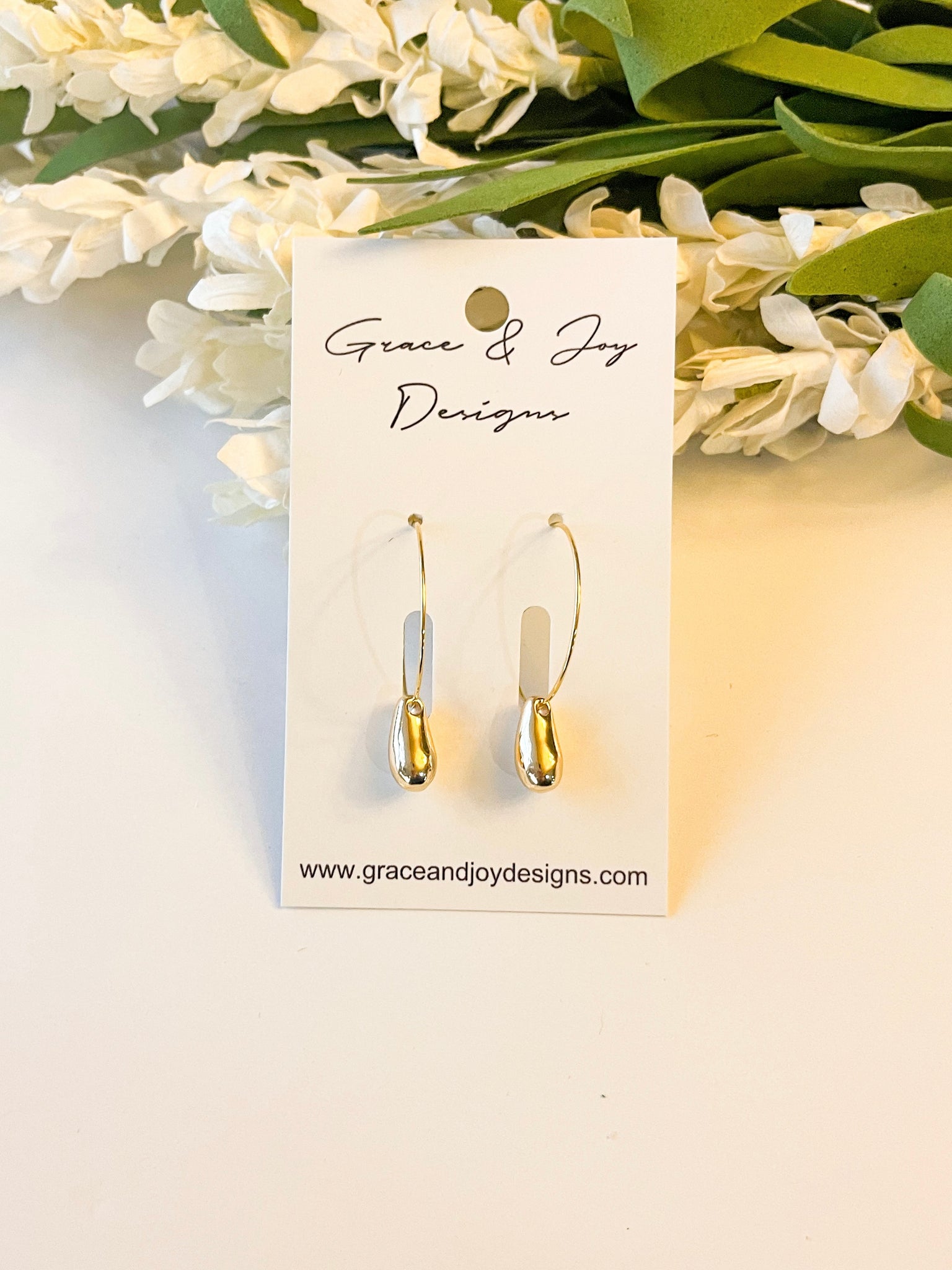 Gold Drop 1” Hoop Earrings