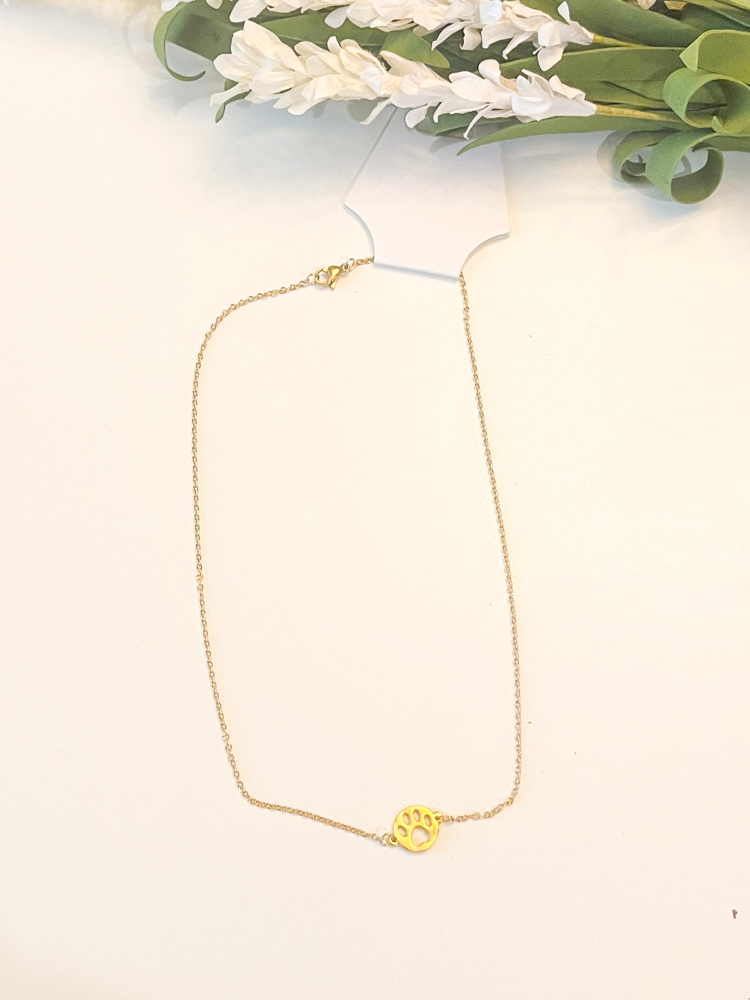 Gold Paw Print connector Necklace