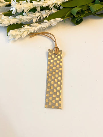 Light metallic checkered Leather Bookmark