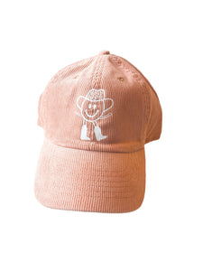 Peach/Pink Corduroy Happy Face Cowboy Hat