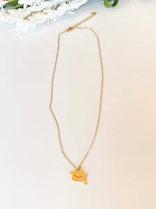 Gold Grad Cap Necklace