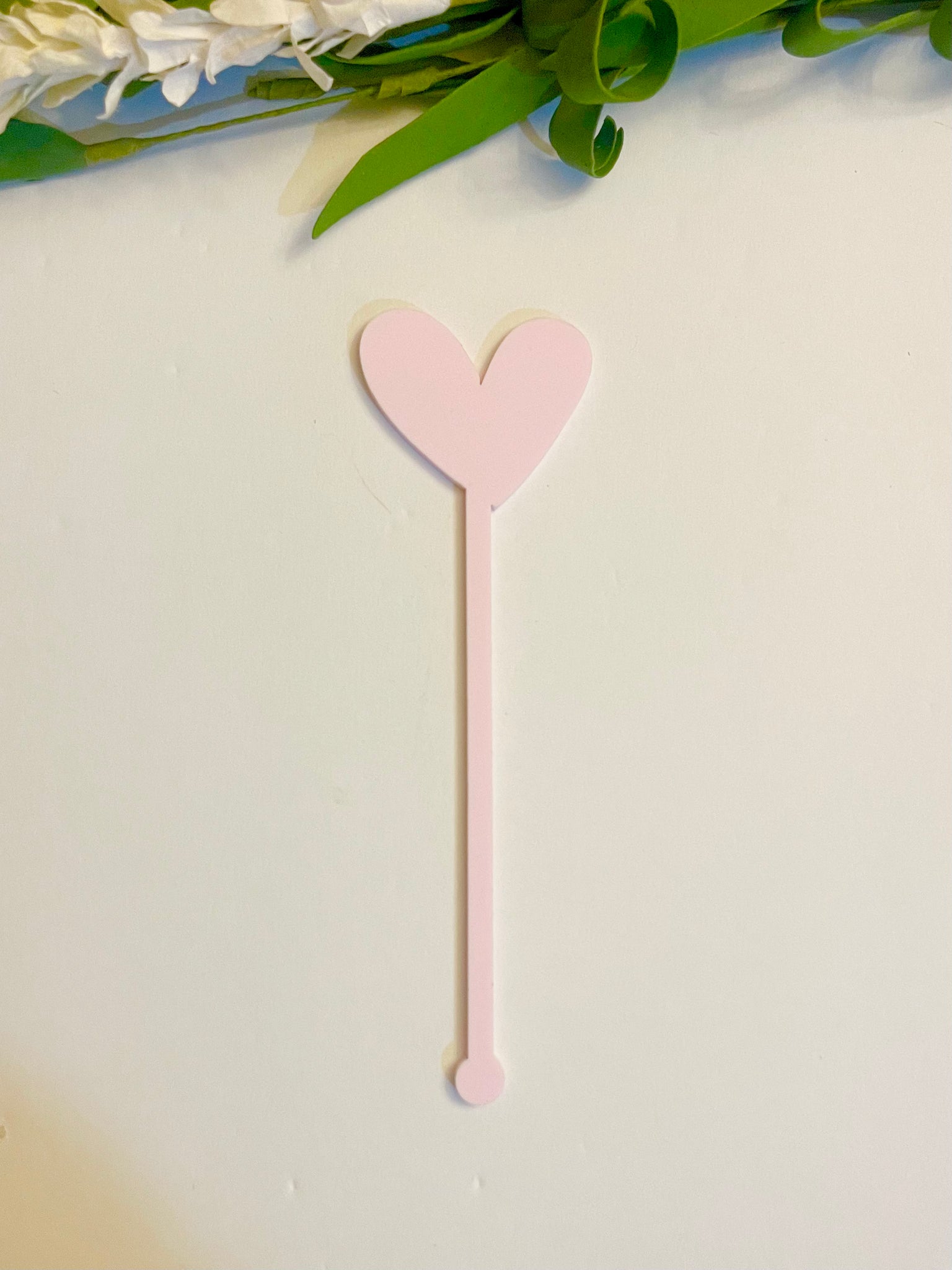Pale Pink Heart Stir Stick