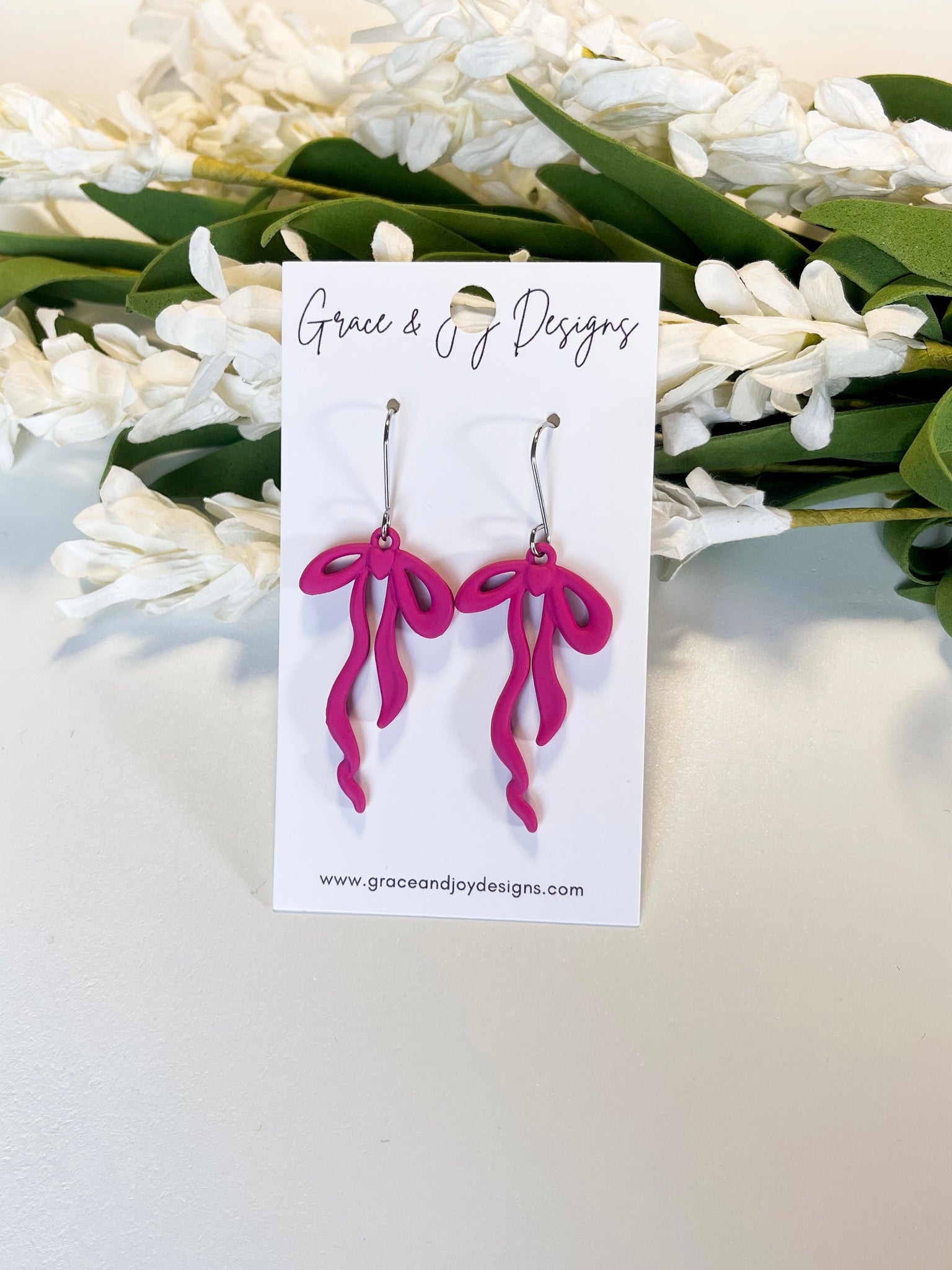 Hot Pink Bow Earrings