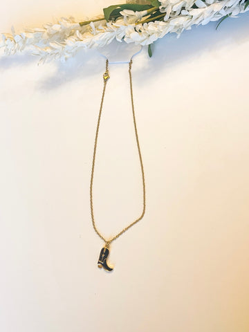 Black Boot Necklace 16.5”