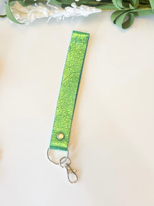 Shiny Metallic Green Leather Wrist Strap