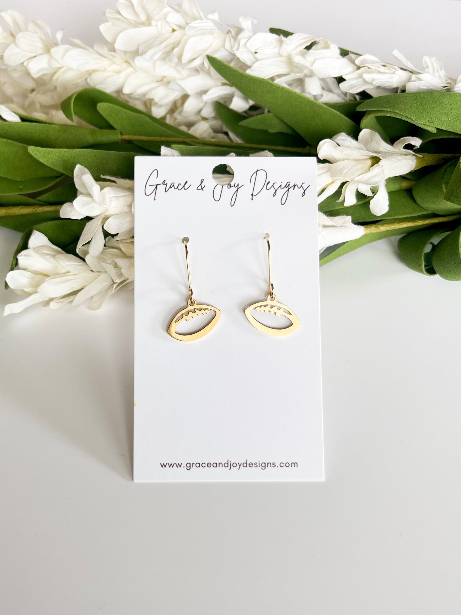 Gold Football Earrings