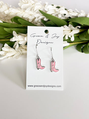 Pink Boot Earrings