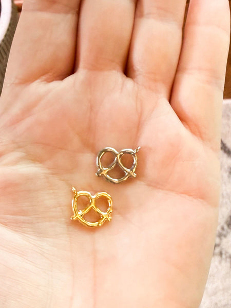 Tiny Pretzel Charms - silver or Gold