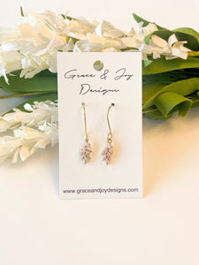 Faux Gold Crystal Leaf Earrings