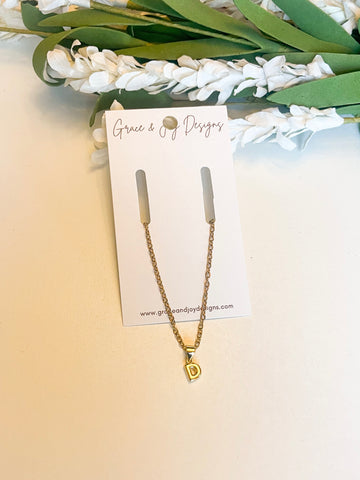 Mini Bubble D Gold Necklace