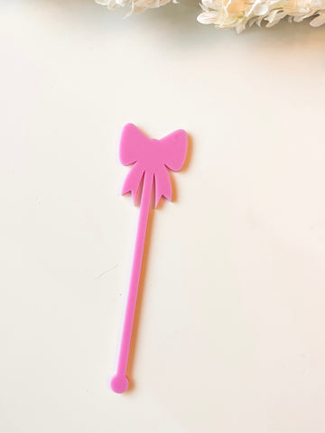 Bright Pink Bow Stir Stick