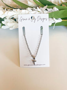 Mini Silver Bubble T Necklace