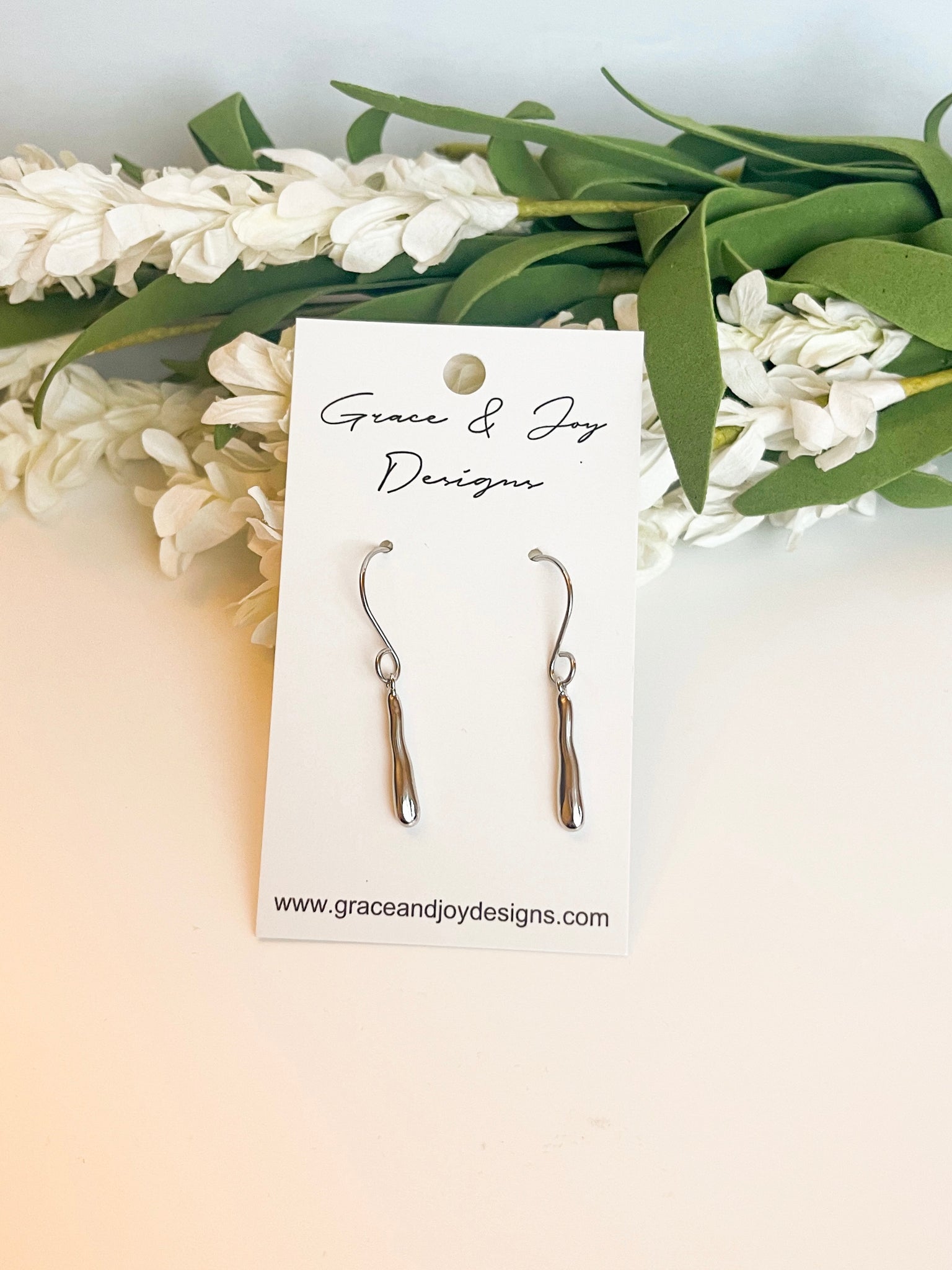 Wavy Silver Bar Earrings