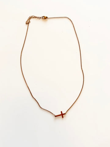 Rose gold Cross Necklace
