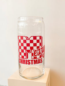 20 oz Merry Christmas Can Glass