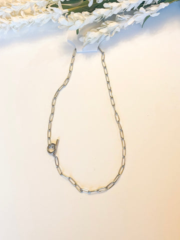 Silver Paperchain Necklace 17”