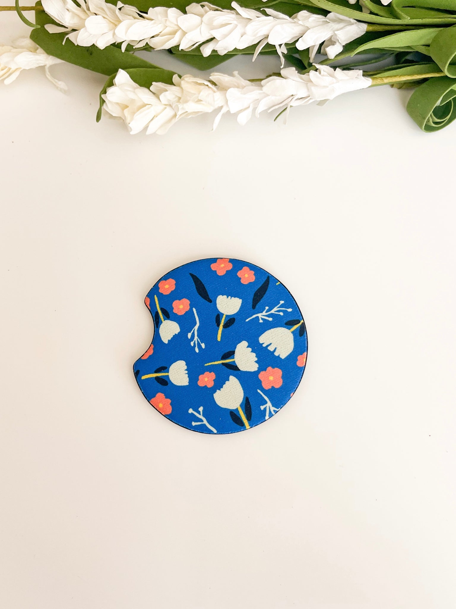 Blue flowers Neoprene Car Coaster