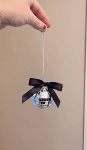 Black Bow Disco Ball Car Charm