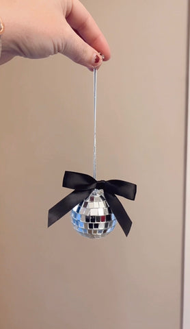 Black Bow Disco Ball Car Charm