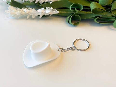 White Western Hat Keychain