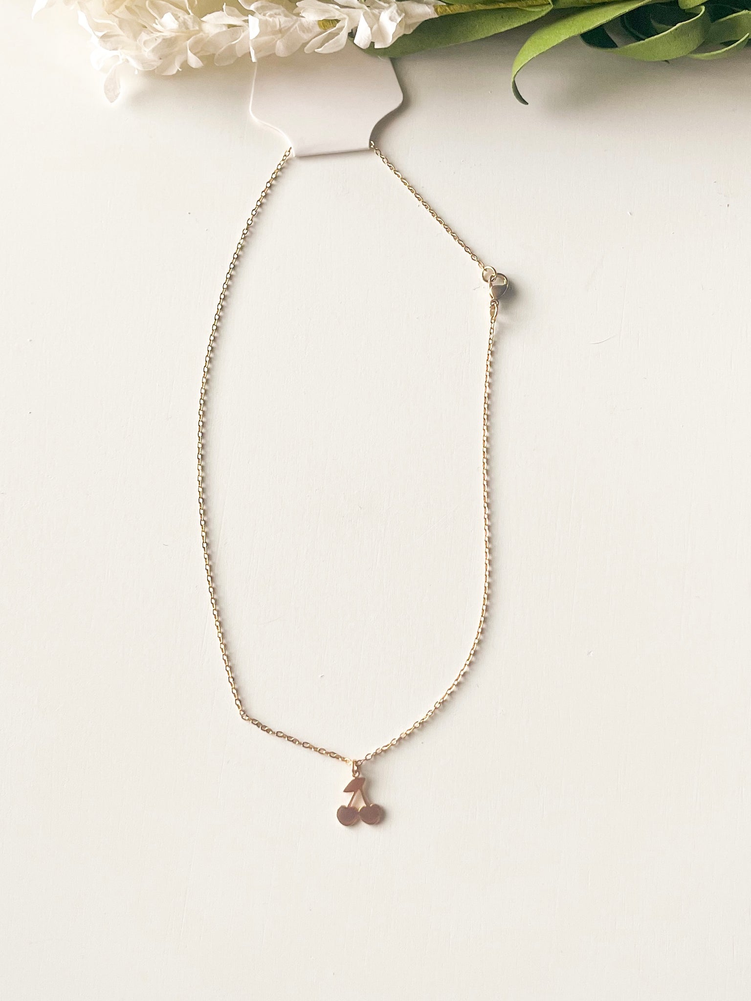 Gold Cherry Necklace 17”