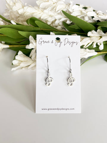 Silver Music Note Earrings