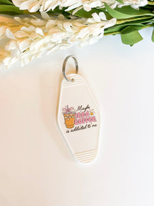 Iced Coffee addicted to me White Acrylic Motel style Keychain