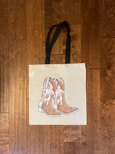 Coffee Western Boots Tote Bag