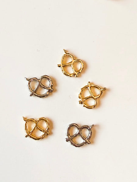 Tiny Pretzel Charms - silver or Gold