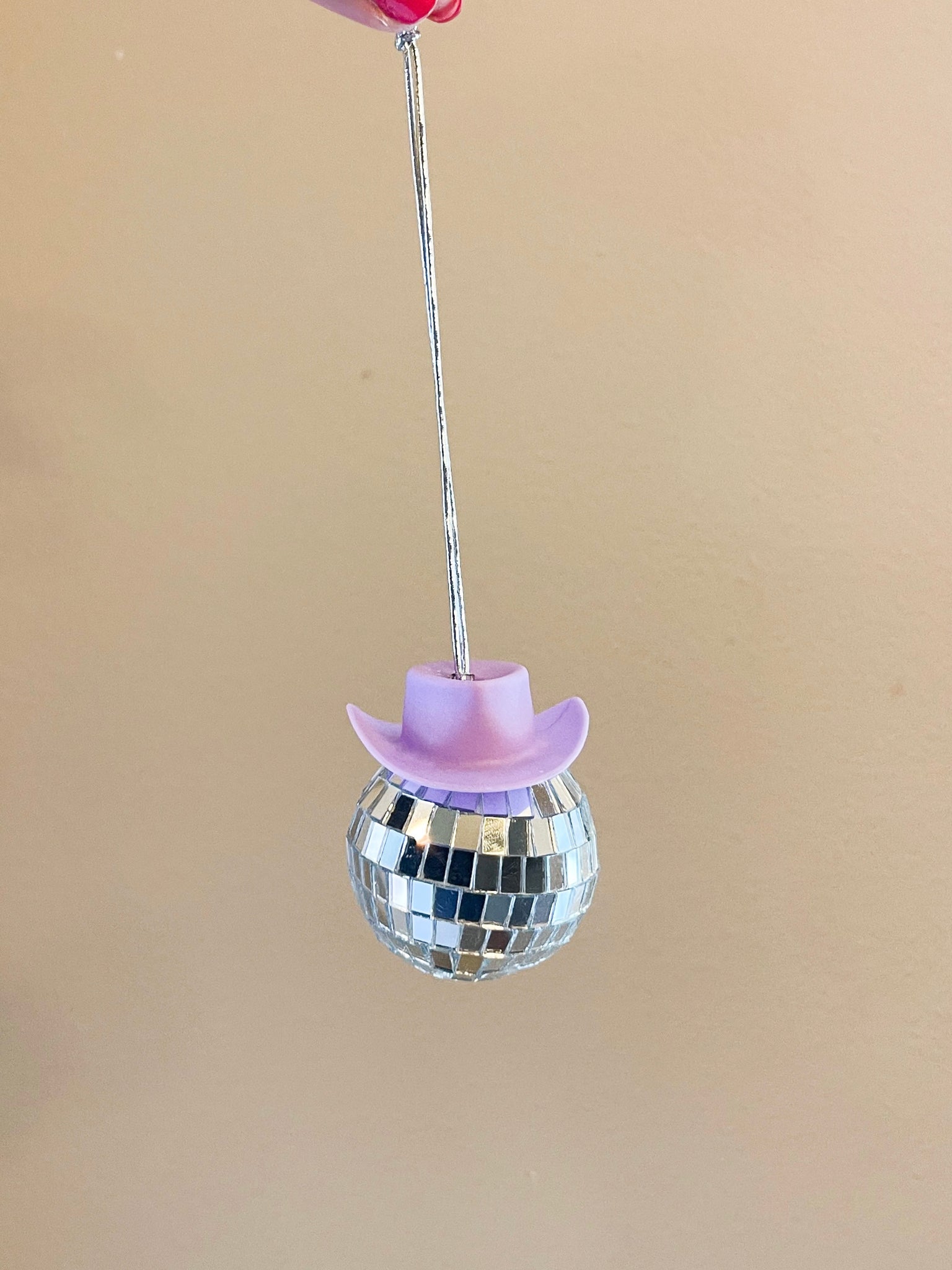 Purple Cowboy Disco Ball Car Charm