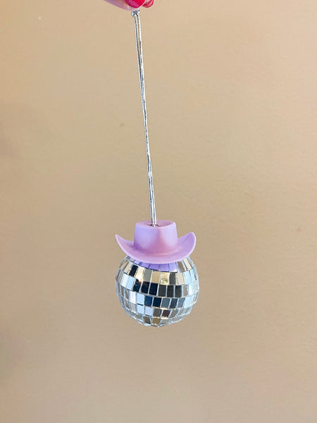 Purple Cowboy Disco Ball Car Charm