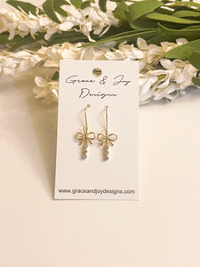 Bow with Faux Crystal Trio Drop Earrings