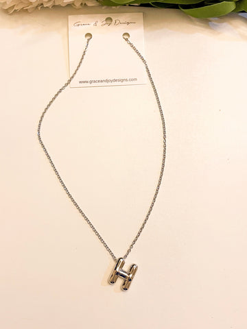 Silver Bubble H Necklace