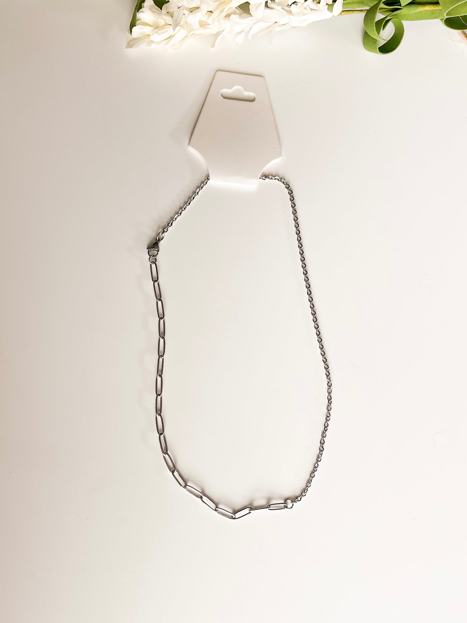 Silver Split Chain necklace 18”