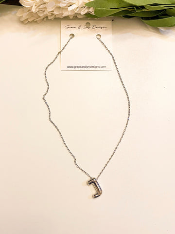 Silver Bubble J Necklace