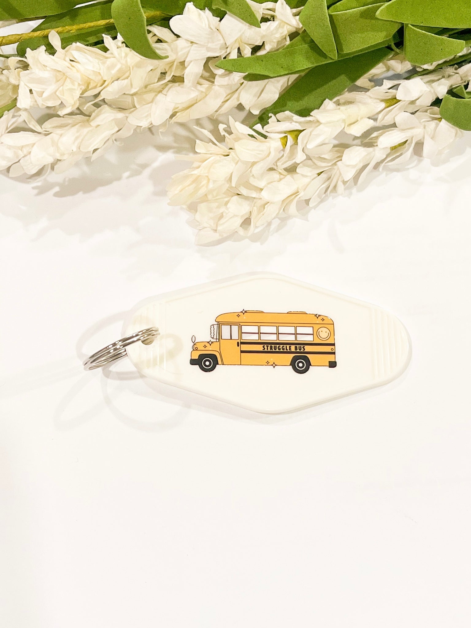 Struggle Bus White Acrylic Motel style Keychain