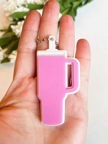 (Slightly Smaller) Hot Pink Acrylic Tumbler Keychain