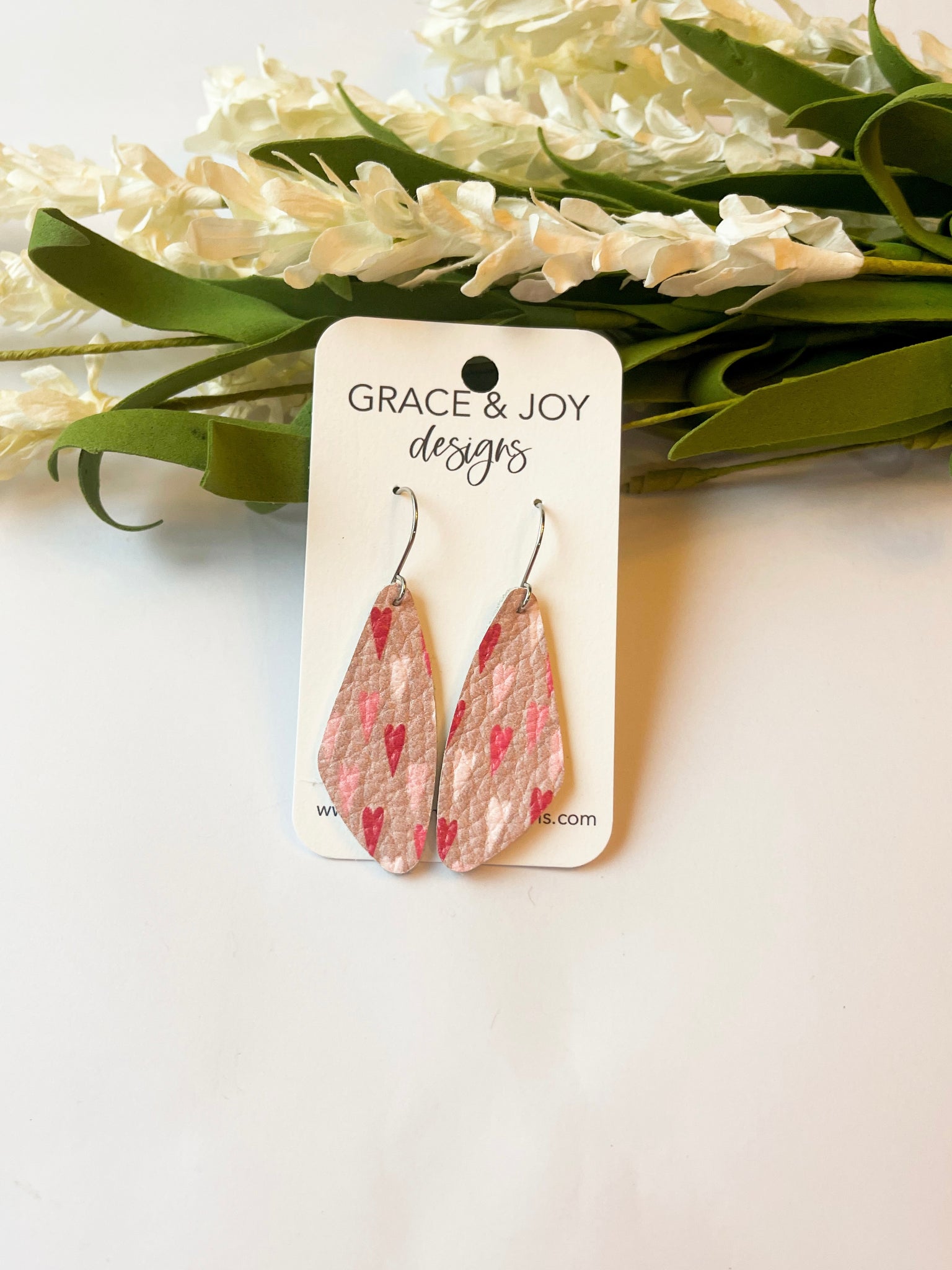 Red & Pink Hearts Olivia Earrings