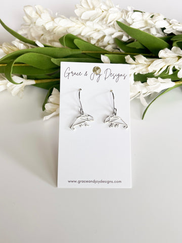 Silver Geometric Lizard Earrings