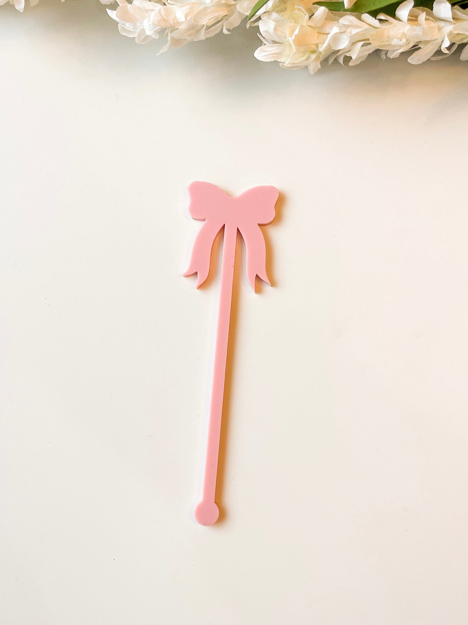 Pink Bow Stir Stick