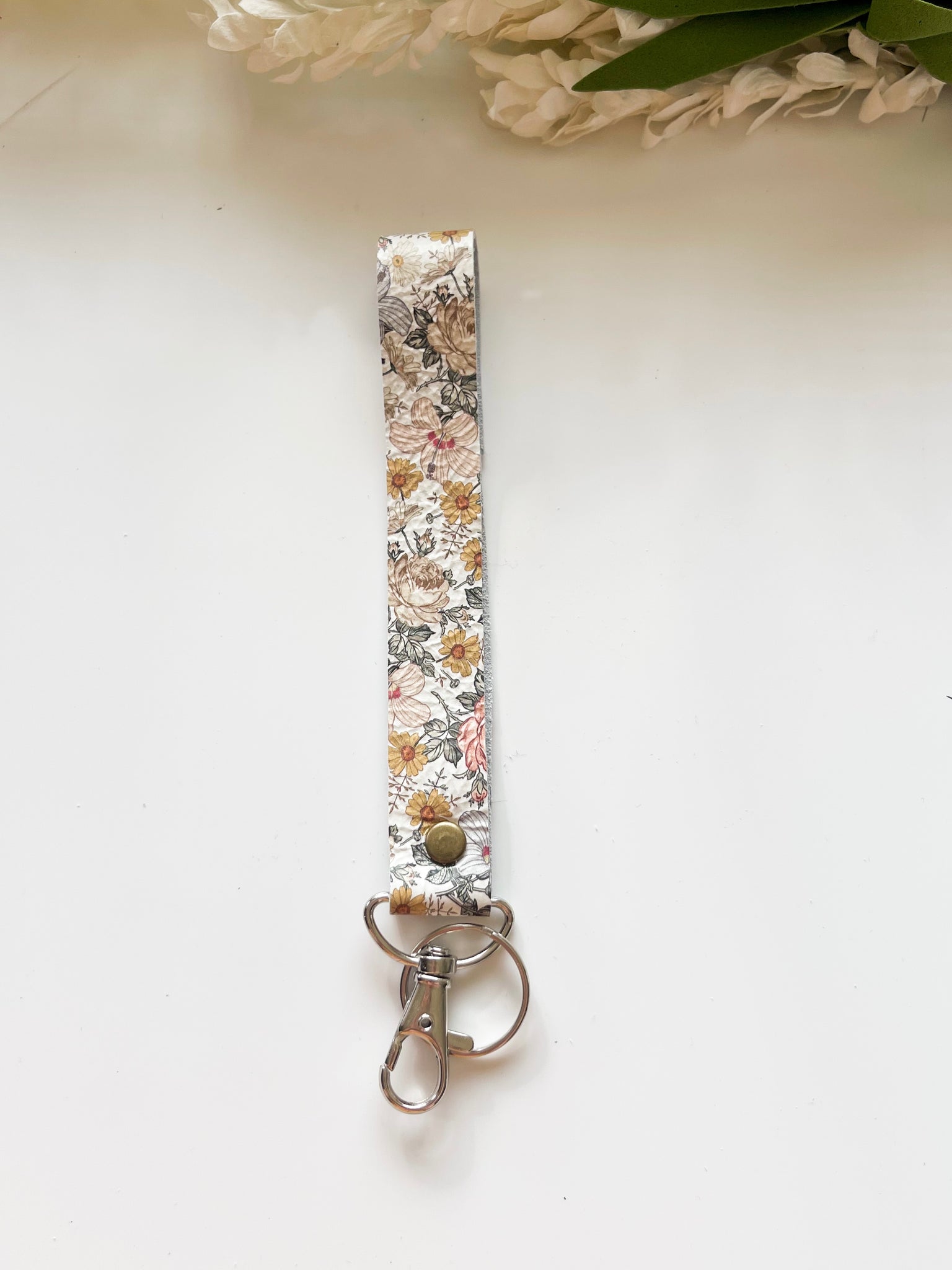 Floral Leather Wrist Strap