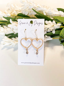 Hearts with faux diamond drop Earrings