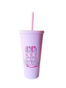 22 oz Acrylic Double Wall Tumbler Pink Boots Howdy