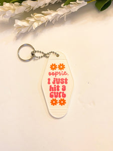 Oopsie Curb White Acrylic Motel style Keychain