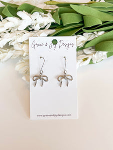 Dainty Silver Bow Earrings