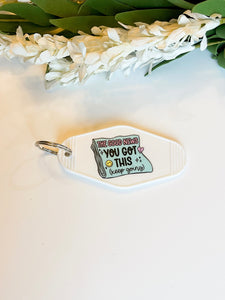 You got this Acrylic Motel style Keychain