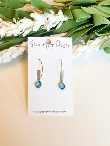 Aqua blue teardrop Hoop Earrings