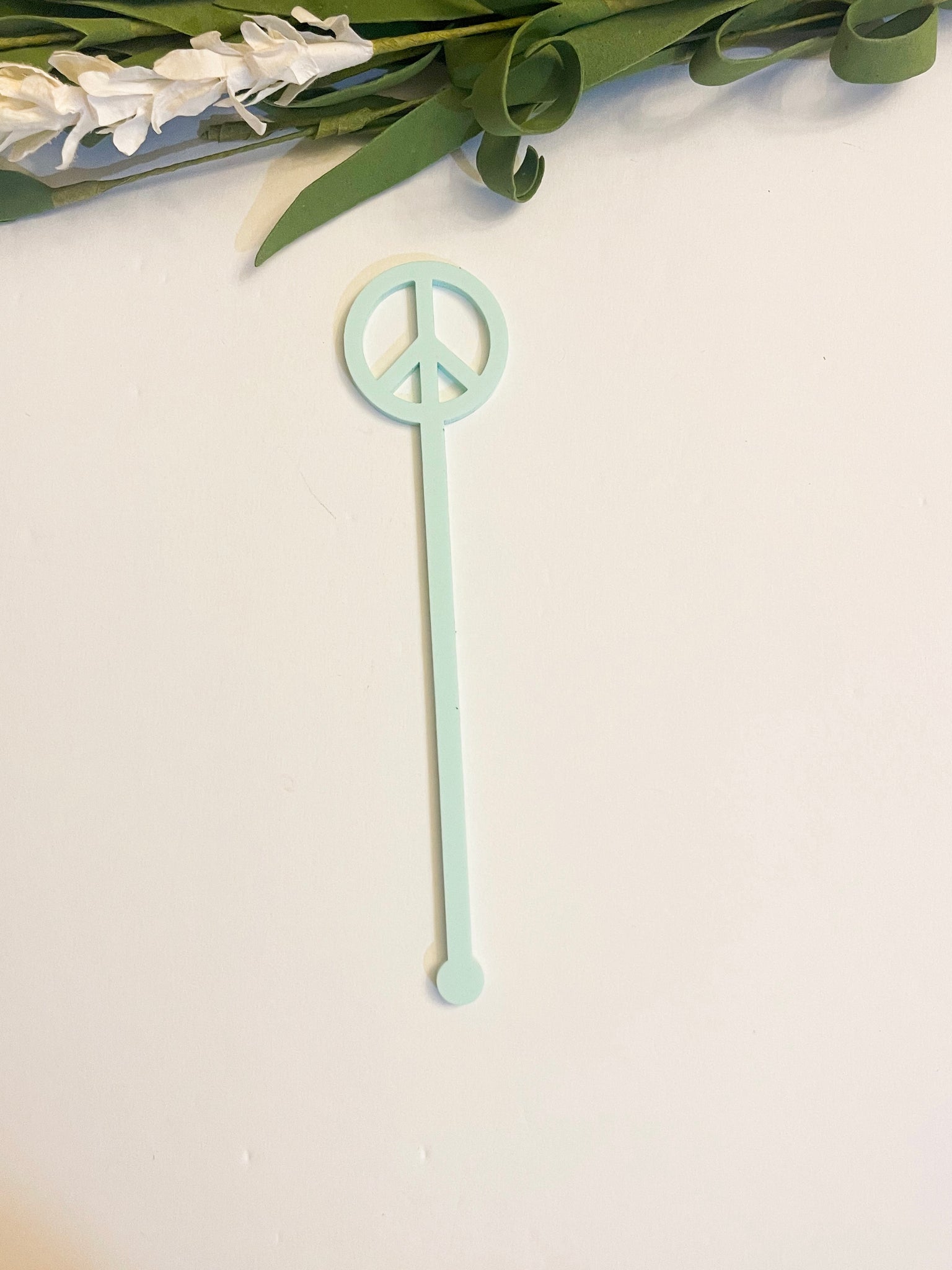 Mint Peace Sign Stir Stick