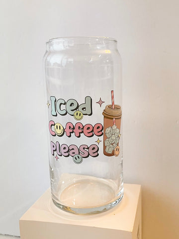 20 oz Iced Coffee Please Can Glass