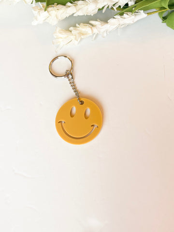 Caramel Happy Face Acrylic Keychain